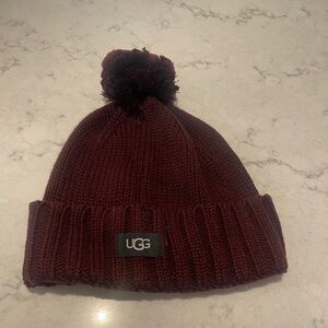 UGG Burgundy Knit Beanie